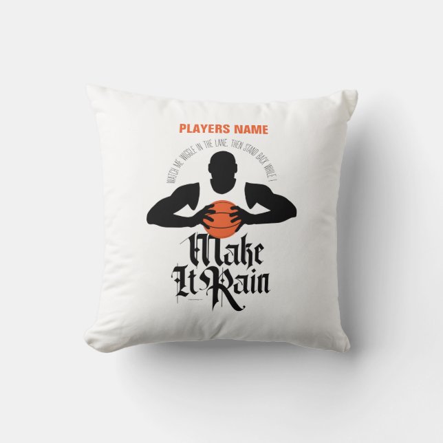 Make It Rain (Basketball) Throw Pillow (Front)