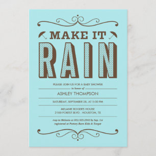 Make it Rain Blue Baby Shower Invitations