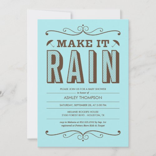 Make it Rain Blue Baby Shower Invitations