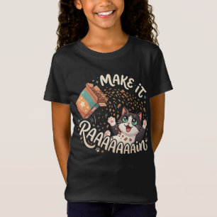 Make It Rain Food Funny Chaotic Tuxedo Cat T-Shirt