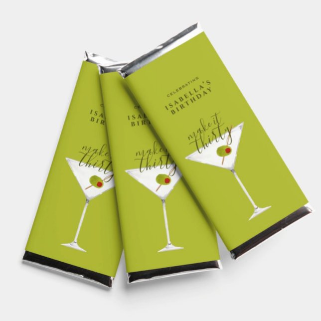 Make It Thirty 30th Birthday Green Martini Party Hershey Bar Favors (Creator Uploaded)