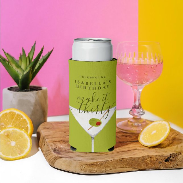 Make It Thirty Dirty Green Martini 30th Birthday  Seltzer Can Cooler (Creator Uploaded)