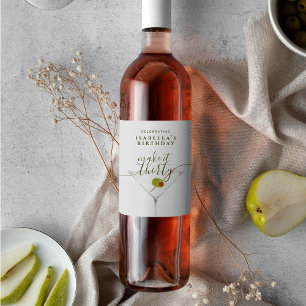 Make It Thirty Martini Cocktail Birthday White Wine Label