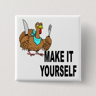Make It Yourself Custom Thanksgiving Turkey Pinback Button