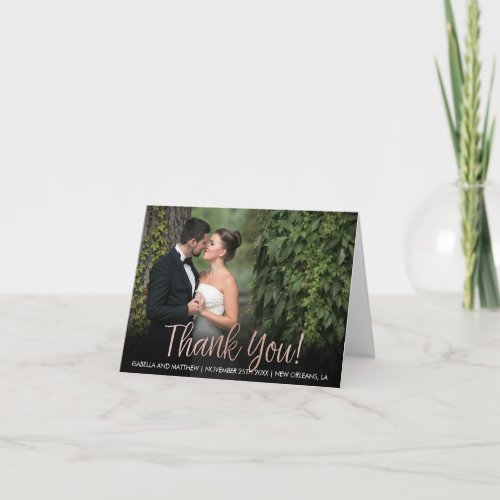 Make It Yourself Rose Gold Thank You Photograph Thank You Card