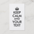 Make Keep Calm Business Cards Add Your Text Custom