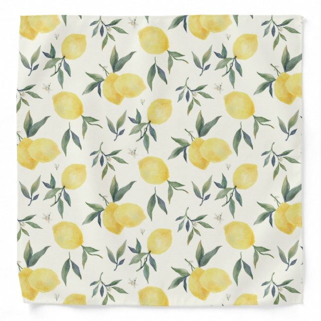 Make Lemonade (Ivory) Lemon Pattern – Bandana (Front)