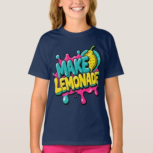 Make Lemonade Neon Pop-Art Bubble Logo T-Shirt (Front)