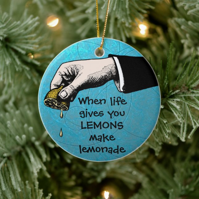 Make Lemonade Retro Woodcut Ornament (Tree)