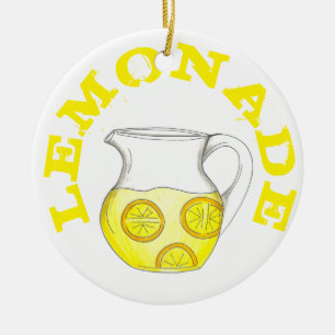 Make Lemonade Yellow Lemon Ade Pitcher Citrus Ceramic Ornament