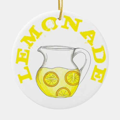 Make Lemonade Yellow Lemon Ade Pitcher Citrus Ceramic Ornament