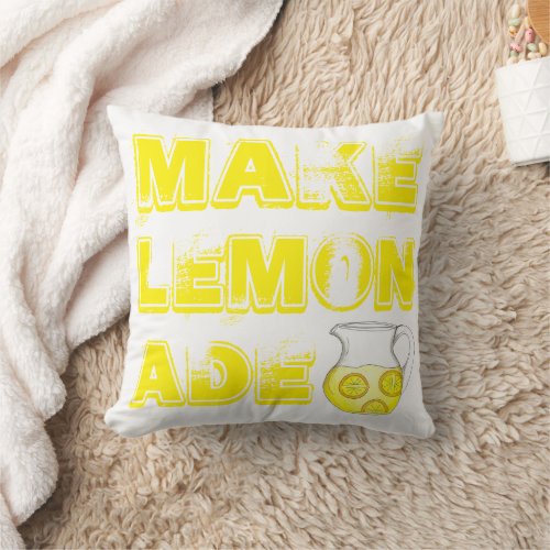 Make Lemonade Yellow Lemon Ade Pitcher Citrus Throw Pillow