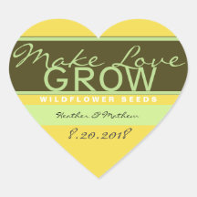 Make Love Grow heart Stickers