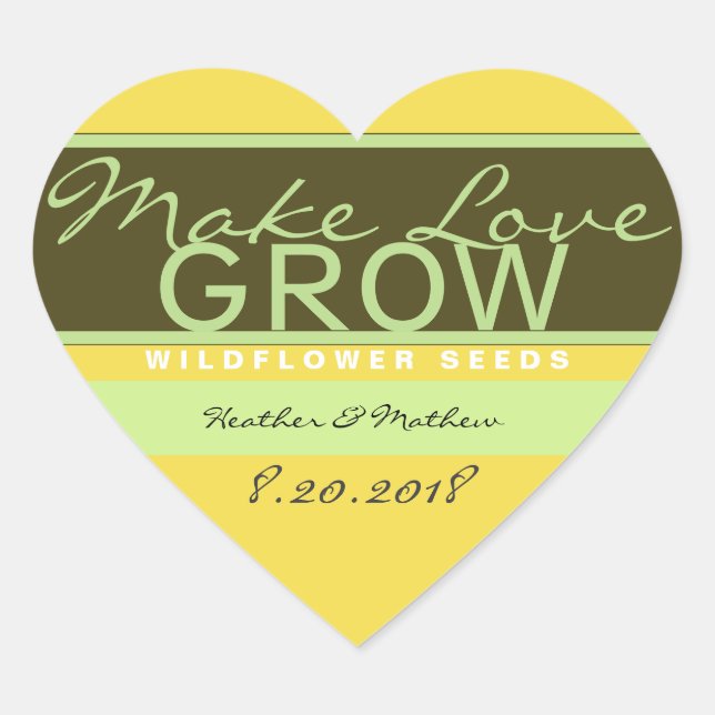Make Love Grow heart Stickers (Front)