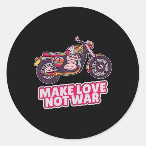 Make love not war classic round sticker
