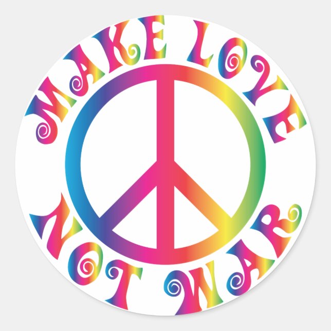Make Love Not War Classic Round Sticker (Front)