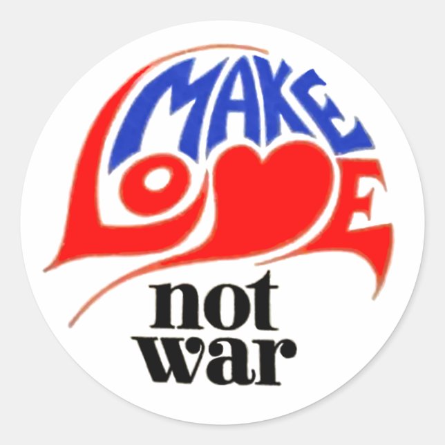 Make Love Not War Classic Round Sticker (Front)