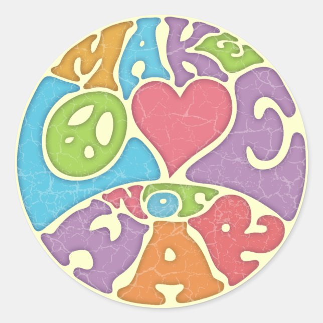 Make Love Not War Classic Round Sticker (Front)
