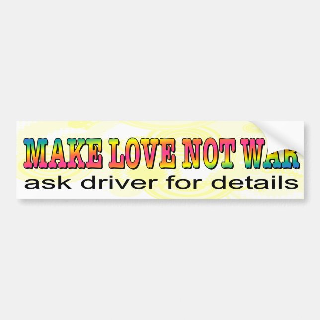 Make love not war. Funny seventies style car decal (Front)