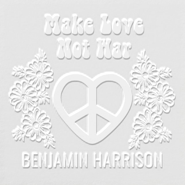 Make Love Not War Heart Peace Sign Daisies Name Embosser (Design)