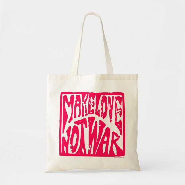 Make Love, Not War - Hippie Design for Peace Tote Bag (Front)
