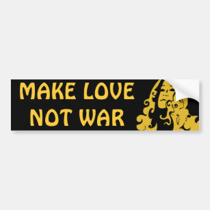 Make Love Not War Hippie Girl Bumper Sticker