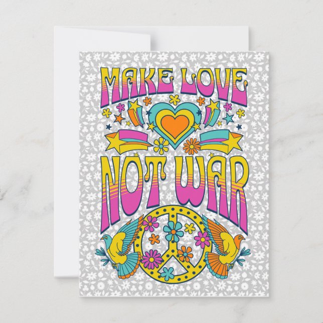 Make Love Not War - Hippie Peace Holiday Card (Front)