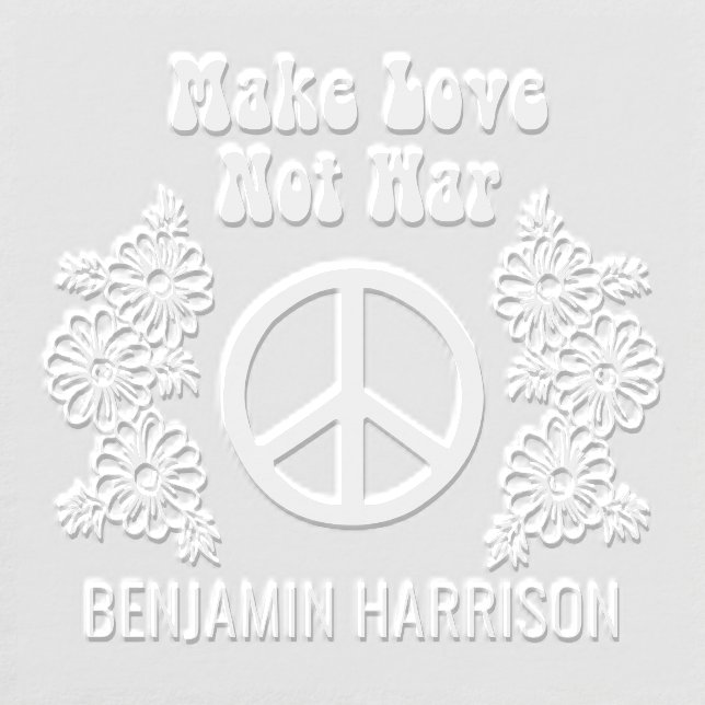 Make Love Not War Peace Sign Daisy Flowers Name Embosser (Design)