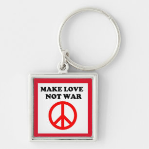 "MAKE LOVE NOT WAR" PEACE SIGN KEYCHAIN