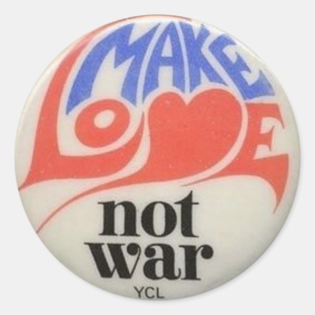 Make Love Not War Peace Symbol Classic Round Sticker (Front)
