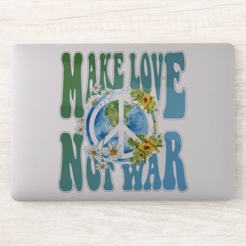 Make Love Not War Retro Hippie Floral Peace Sign Sticker