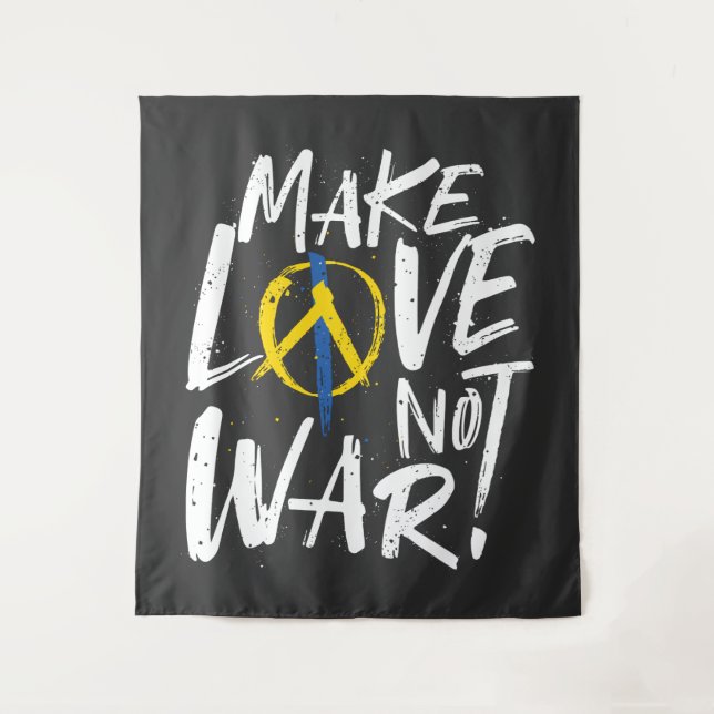 Make Love Not War Support Ukraine Tapestry (Front)