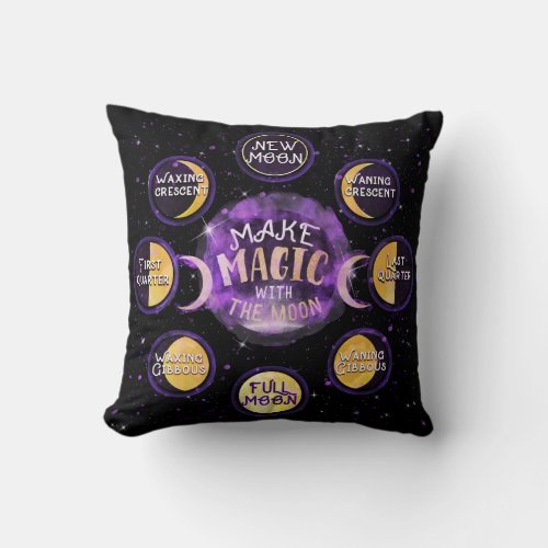 Make Magic With The Moon Lunar Cycles Phases Throw Pillow