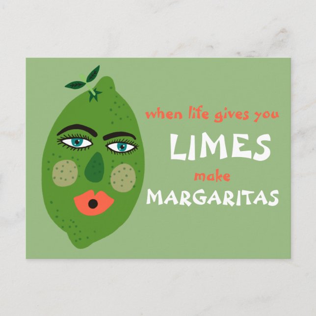 Make Margaritas Whimsical Limes Postcard (Front)