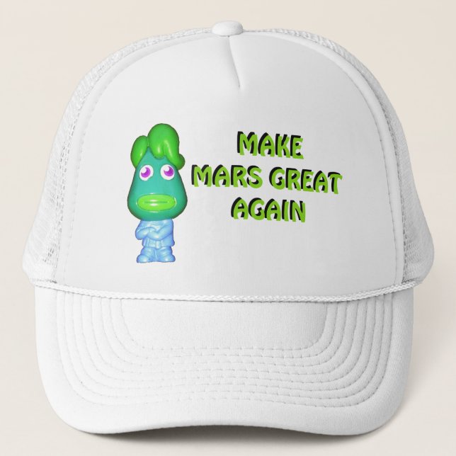 Make Mars Great Again Alien Donald Trucker Hat (Front)
