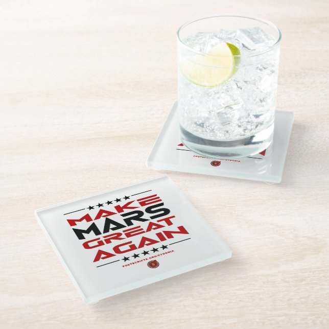 Make Mars Great Again Glass Coaster (Angled)