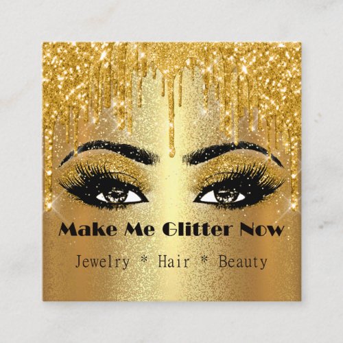 Make Me Glitter Gold Logo Drip VIP Gold Lux Square Business Card