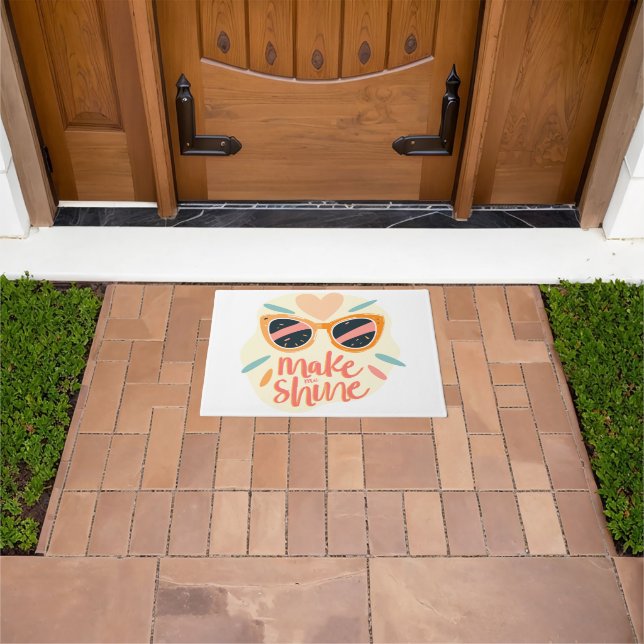 Make Me Shine Quote Cute Retro Sunglasses Doormat (Outdoor)