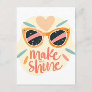 Make Me Shine Quote Cute Retro Sunglasses Holiday Postcard