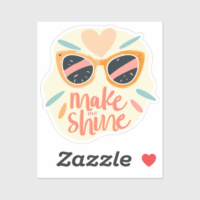 Make Me Shine Quote Cute Retro Sunglasses Sticker (Sheet)
