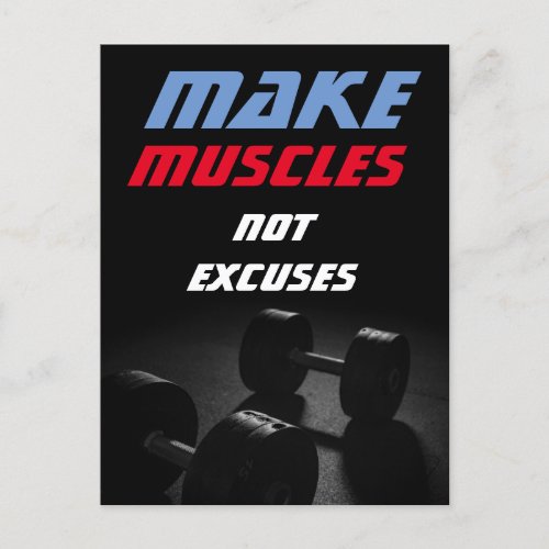 Make Muscles Bodybuilding Fitness Motivational Postcard