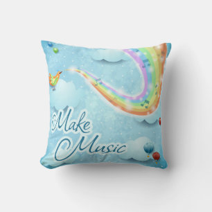Make music, digital art throw pillow