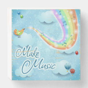 Make music, digital art Wooden Box Sign