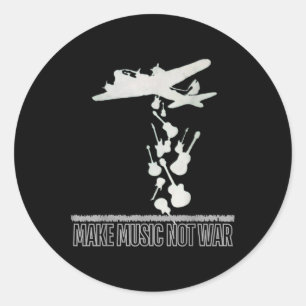 Make Music. Not War.  Classic Round Sticker