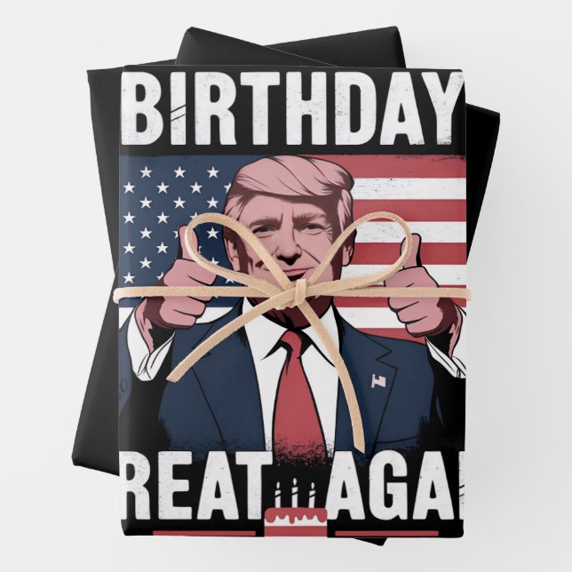 Make My Birthday Great Again Funny Trump Wrapping Paper Sheets (In situ)