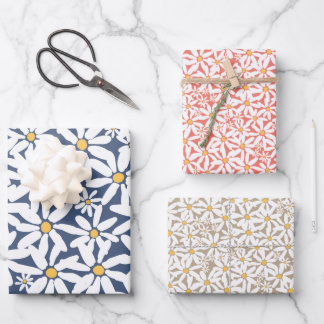 Make My Daisy - Navy, Coral, Mocha Wrapping Paper Sheets