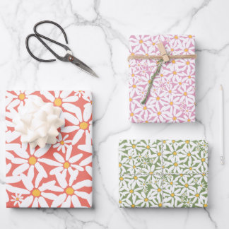Make My Daisy - Pink, Coral, Green Wrapping Paper Sheets