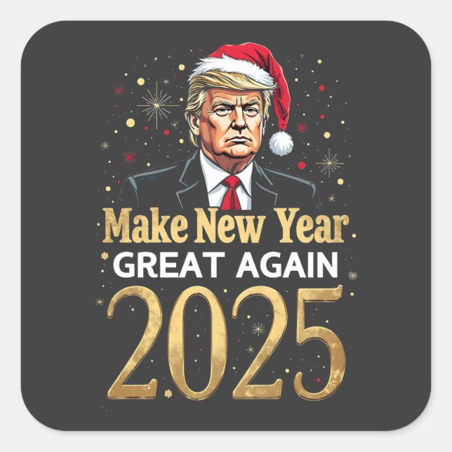 Make New Year Great Again 2025 Trump inauguration Square Sticker (Front)