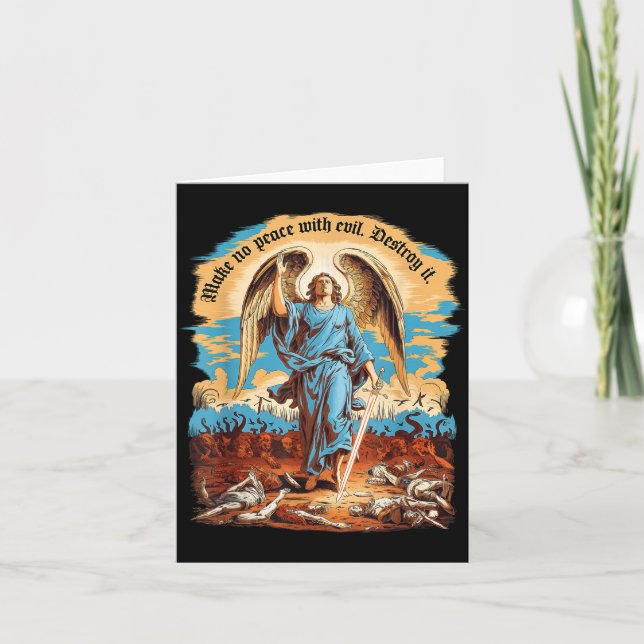 Make No Peace With Evil Archangel Michael Jesus Go Card (Front)
