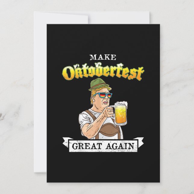 Make Oktoberfest Great Again Trump Drinking Thank You Card (Front)
